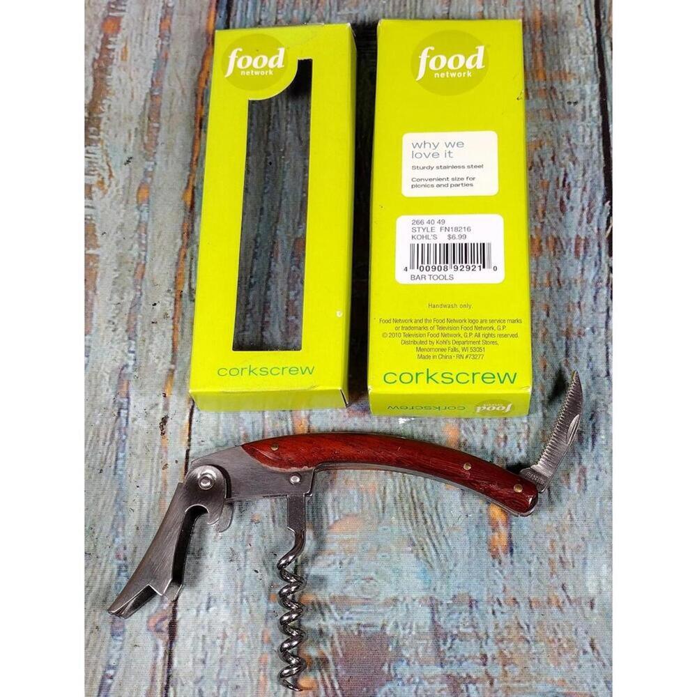 Food Network Stainless Steel and Wood Corkscrew